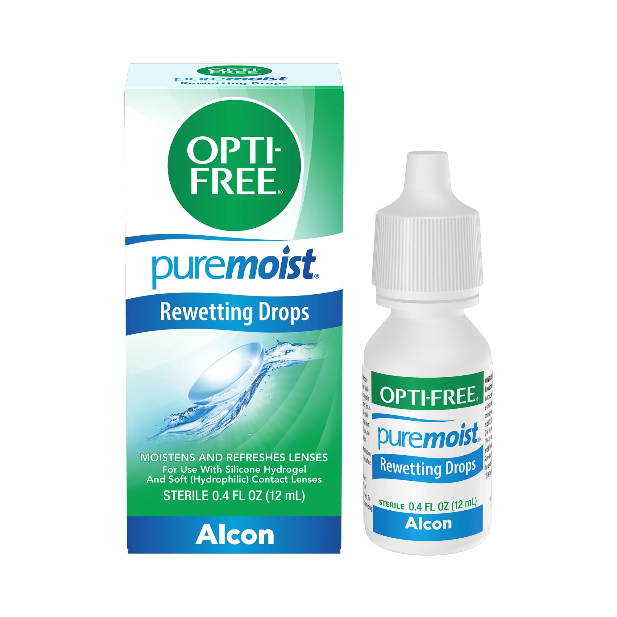 Drops de reumidificação de Puremoist sem Opti, 12 ml