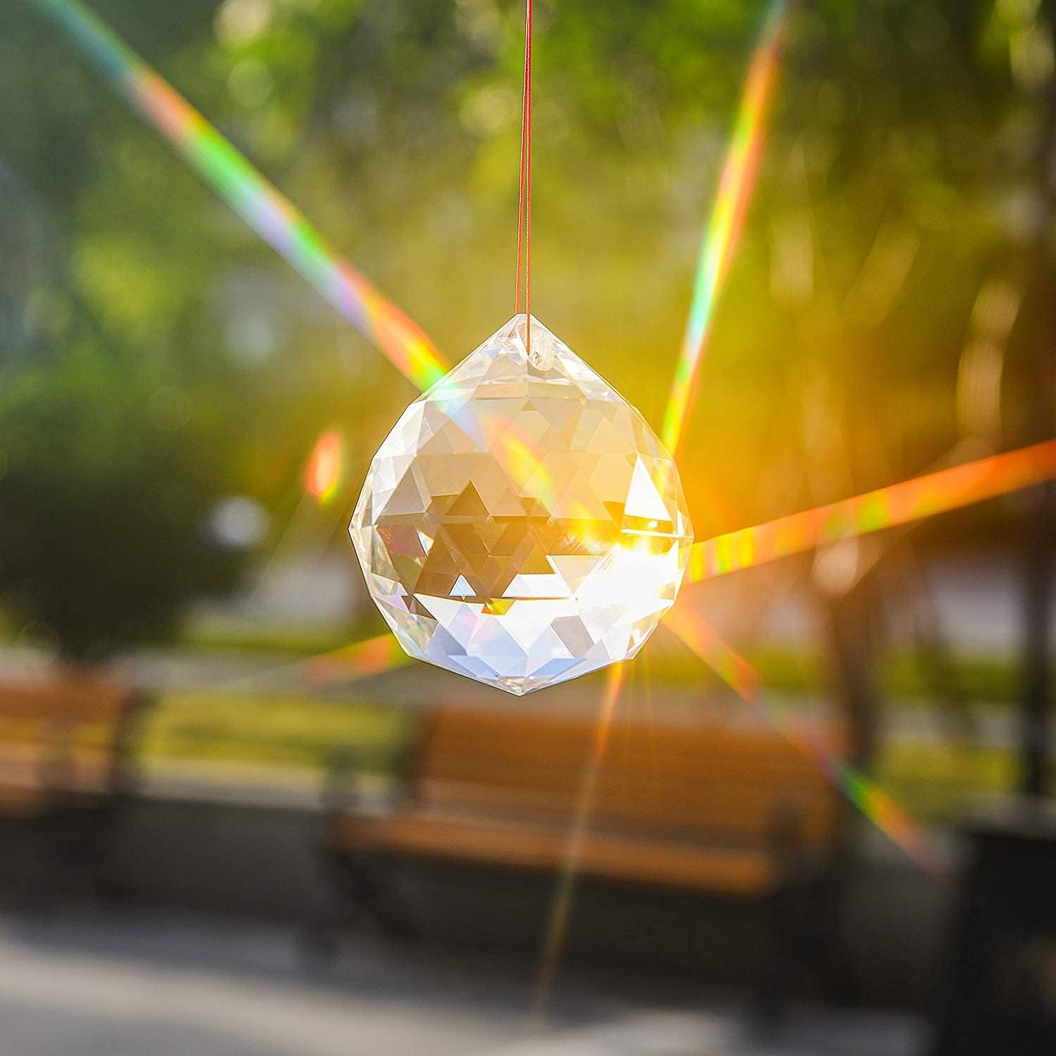 Clear Crystal Chandelier Lamp Lighting Drops Pendants Balls Prisms Hanging Glass Sphere Prisms Parts Suncatcher for Home Decoration and Gifting Pack of 6
