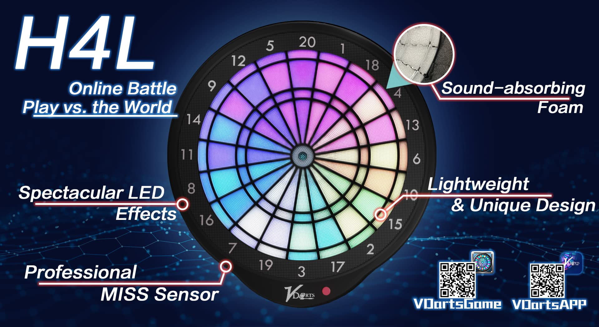 Vdarts H4L Online LED Effects Dartboard