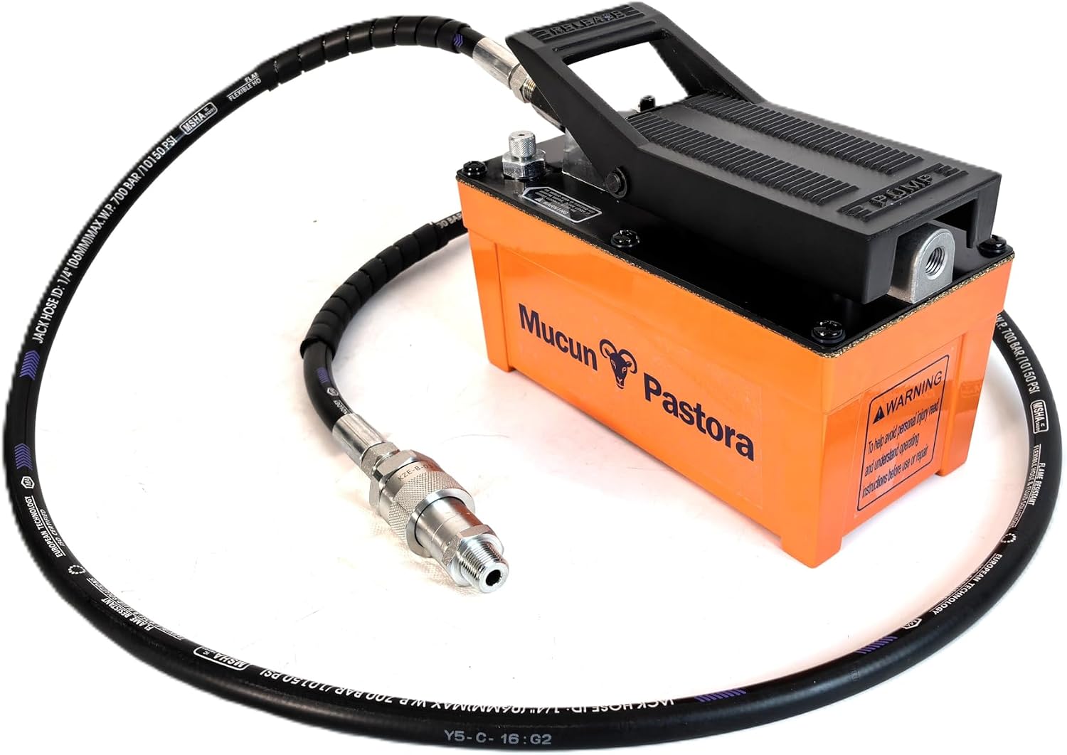 Air Hydraulic Foot Pump 10,000 PSI, 1.7L Reservoir, NPT 3/8" Outlet, 2 x 6.5 ft Hose, Pneumatic Hydraulic Pump, Jacinth