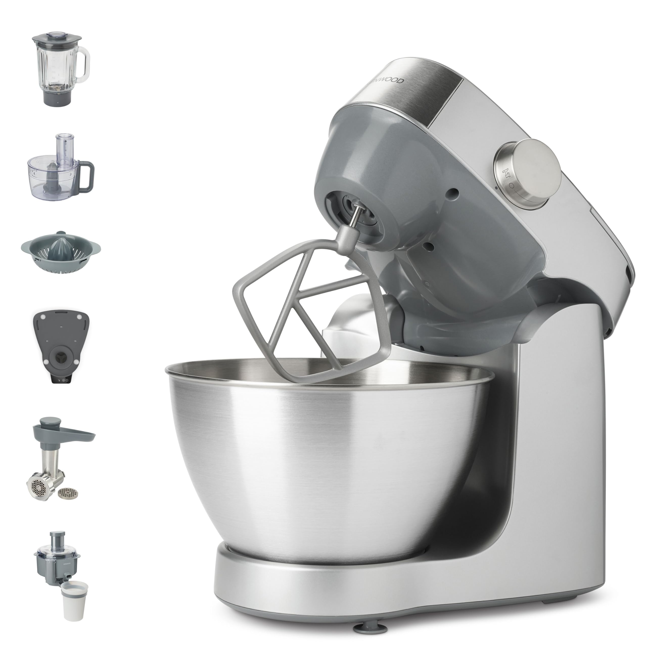 Kenwood Prospero+ KHC29A.R0SI - Robot de cocina, cuenco (4,3 L, acero inoxidable, 10 accesorios, picadora, licuadora de cristal, prensa cÃtrica, extractor de jugo y más, báscula integrada, 1000 W