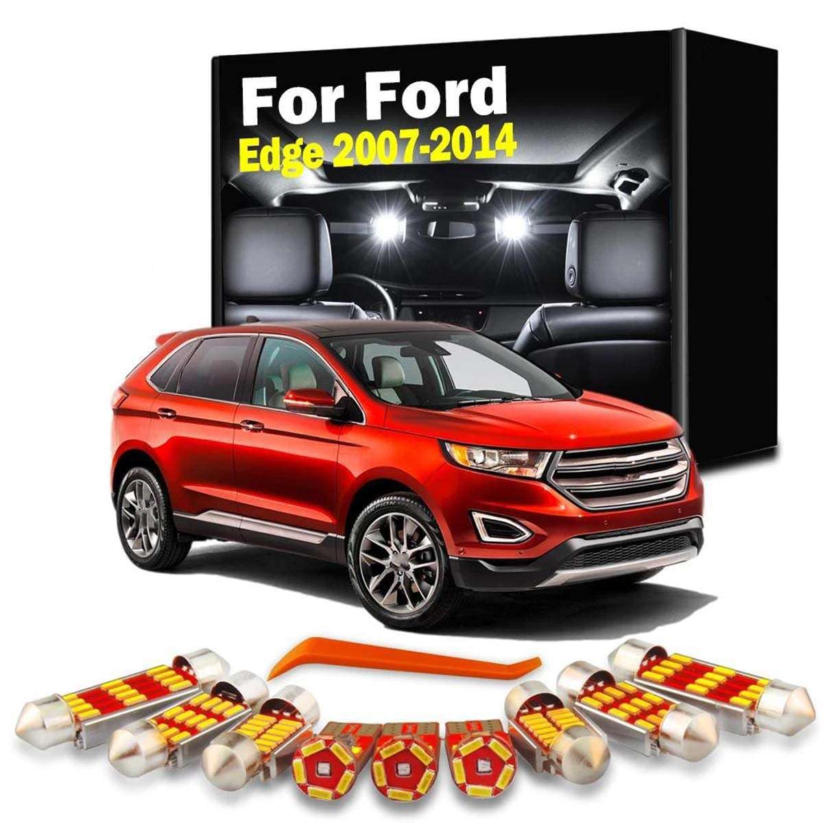 Kit de Luces LED Interiores para mapas, Techo, Parasol y Visera, para Ford Edge 2007-2009 2010 2011 2012 2013 2014. Accesorios para automóviles.