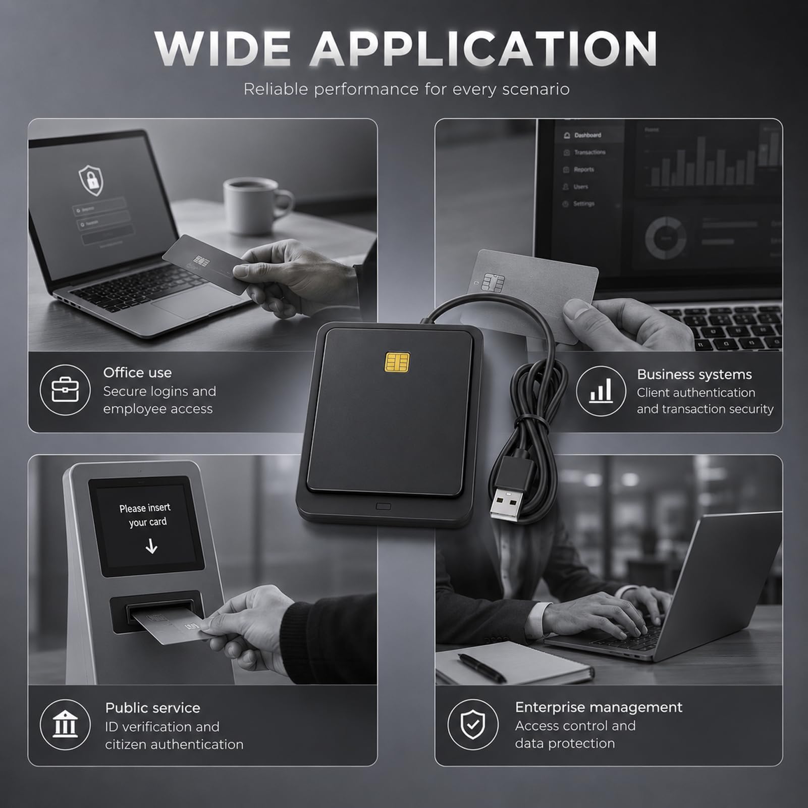 USB PCSC Smart Card Reader für Eid CAC SIM IC, unterstützt digitale Signatur und Online-Bank, für Fahrer mit Schwergewicht Chronographen, kompatibel mit Windows Mac Linux
