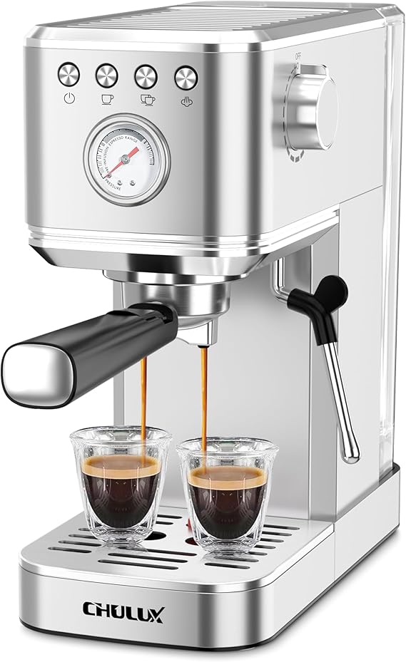 CHULUX Slim Espresso Machine with Milk Frother Steam Wand