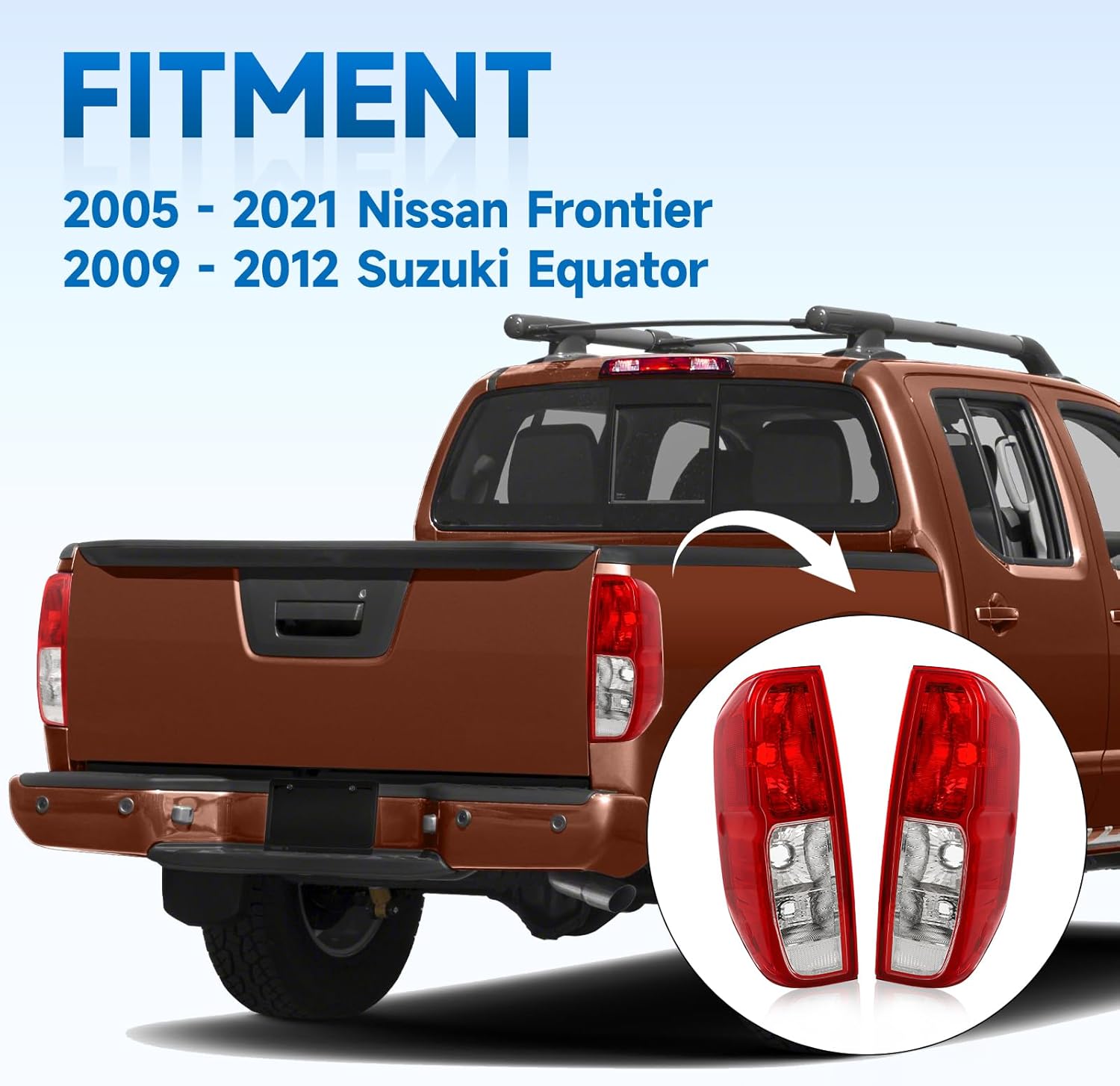 Tail Light Assembly Fit For 2005-2021 Nissan Frontier / 2009-2012 Suzuki Equator 05 06 07 08 09 10 11 12 13 14 15 16 17 18 19 20 21 Chrome Trim Right And Left Side(Chrome Trim - S)