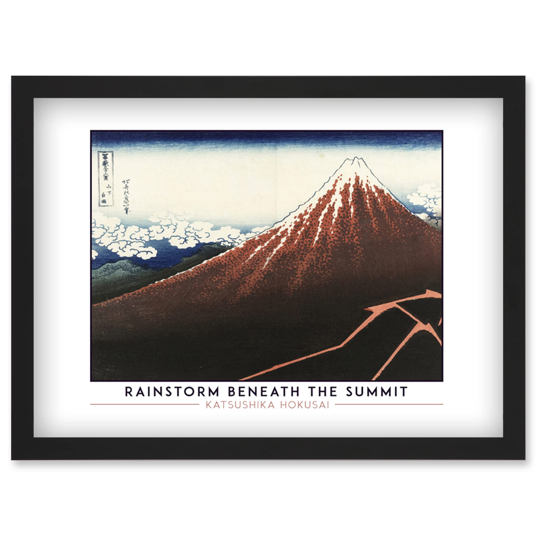 Wee Blue Coo Katsushika Hokusai Rainstorm Beneath The Summit Mount Fuji Painting Artwork Framed Wall Art Print A4