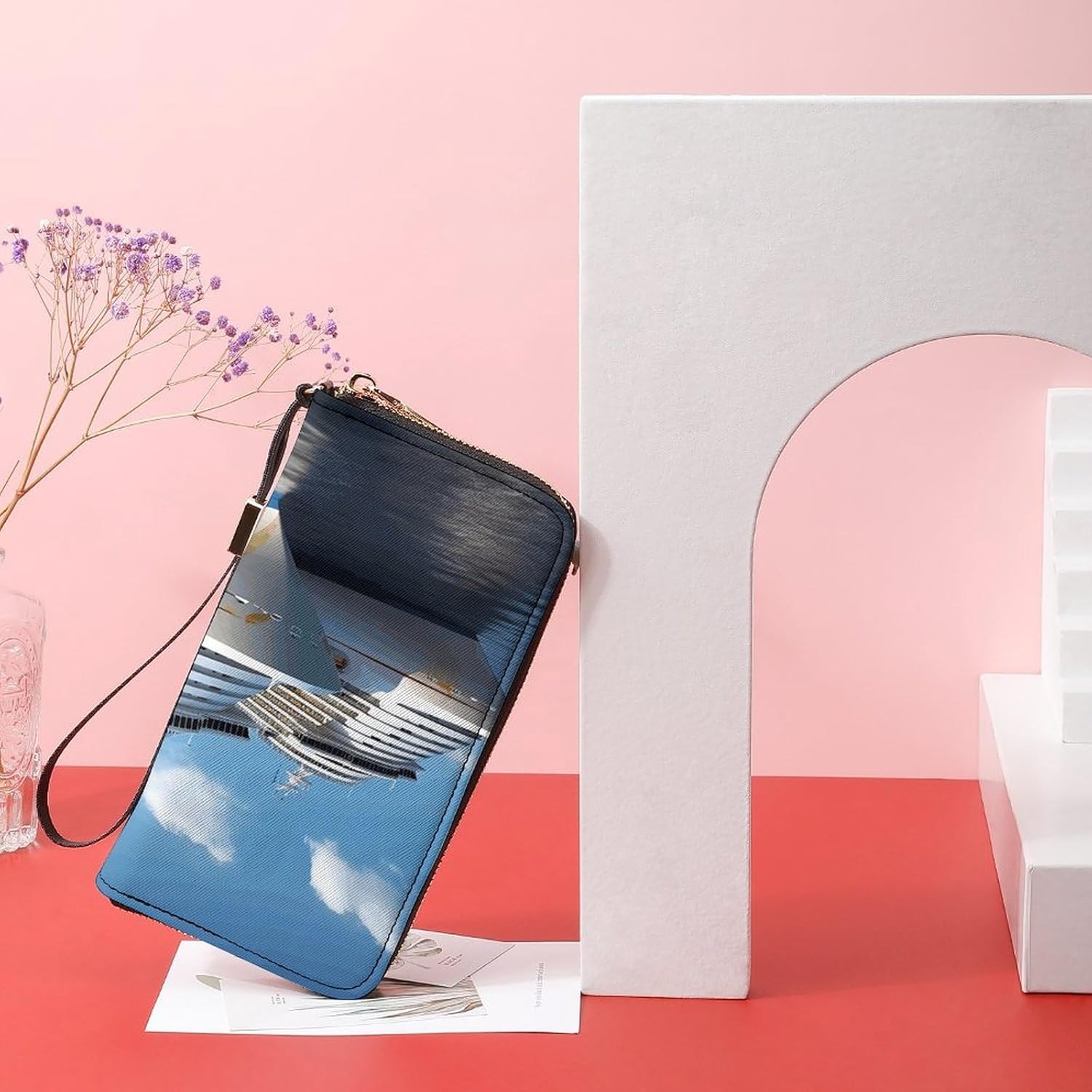 Long Wallet Waterproof PU Zipper Wallets, Cruise Ship1 Printed Large Capacity Ladies Travel Purse WristletTravle Wallet - Image 6