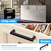 Vista 2 de KNOBWELL Paquete de 20 manijas cuadradas de gabinete de cocina de 5 pulgadas, tiradores de armario negro mate de 5.039 in, pomos de cajón de tocador