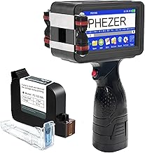 Phezer Upgraded P16 Handheld Inkjet Printer for Flat Surface with Quick-Dry Ink Cartridge, 0.5 Inch Nozzle Coding Machine for Date/Time/Barcode/QR Code/Logo (Support 25 Languages & 3 Print Precision)