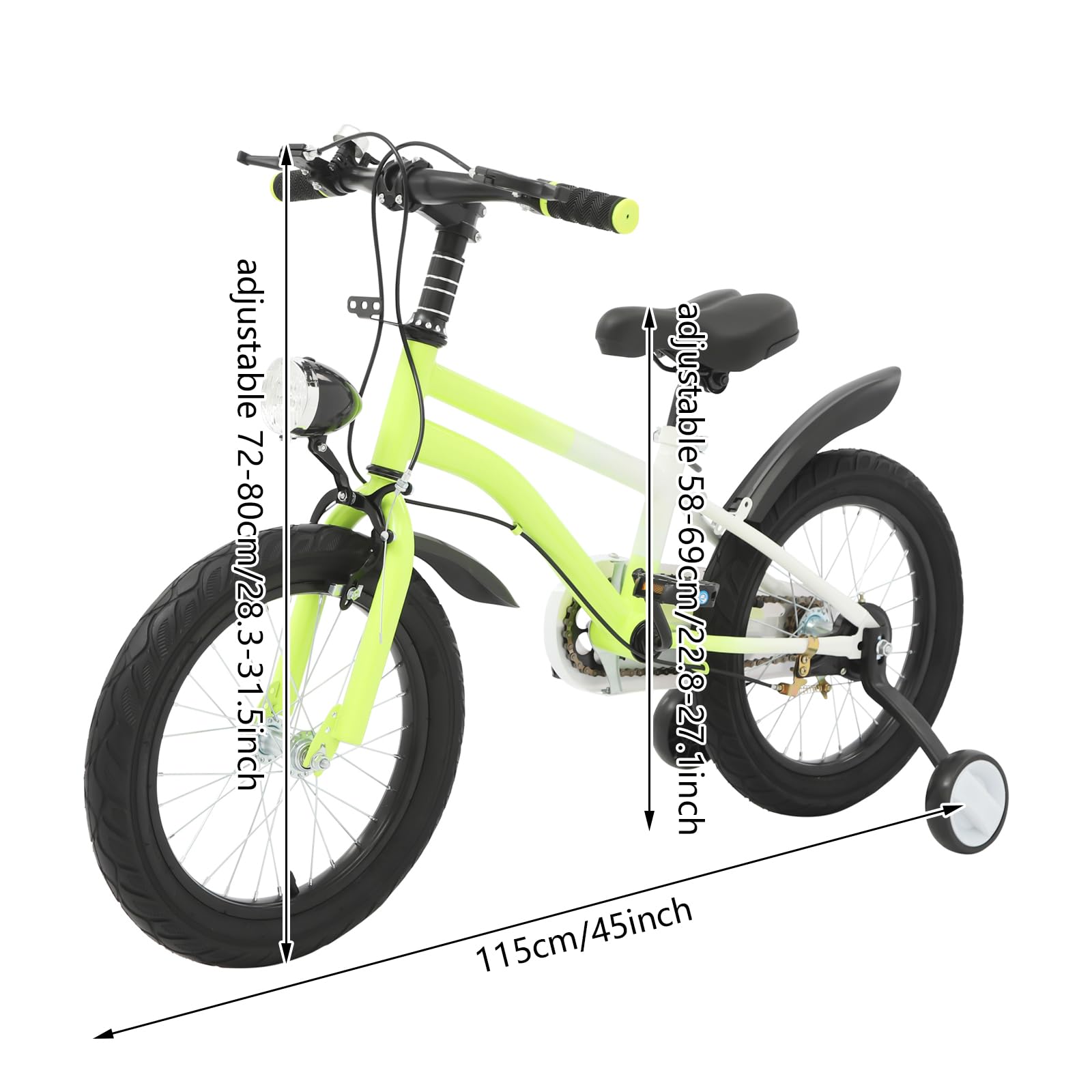 YUYUZI Kinderfahrrad 12 Zoll mit Stützrädern – Erstes Fahrrad ab 2 Jahre bis 5 Jahre, Sicher & Verstellbar – Ideal zum Radfahren Lernen und als Geschenk (Gelb, 16