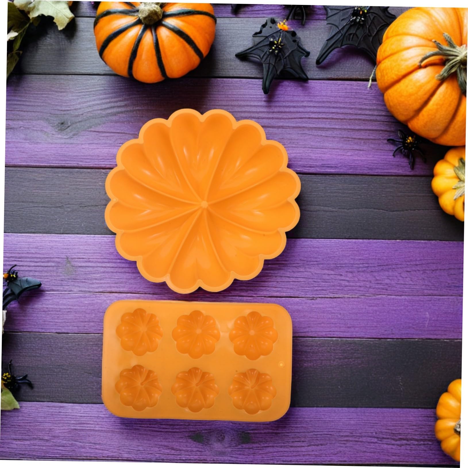 Mobestech 2piezas Molde Grande de Silicona Antiadherente para Pasteles de Calabaza y Molde de Cavidades para Hornear Unidades Festival Cosecha y Halloween