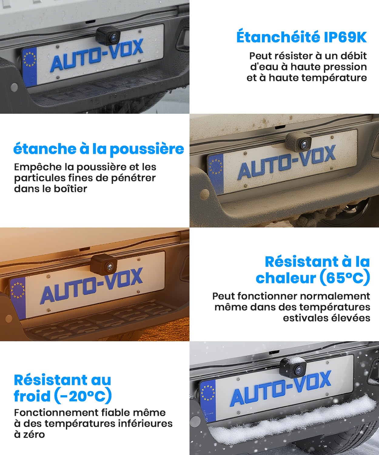 AUTO-VOX W12 Caméra de Recul sans Fil : Écran 5" 1080P, Double Canal, Installation Rapide, Signal Numérique Stable, IP69K Étanche & Vision Nocturne, pour Voiture, SUV, Camping-Car, Remorque