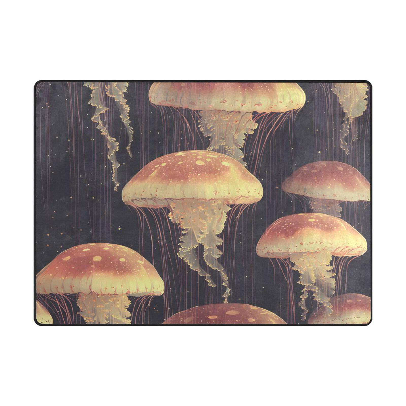 Tapis méduse pastel grand format pour réchauffer un sol de salon