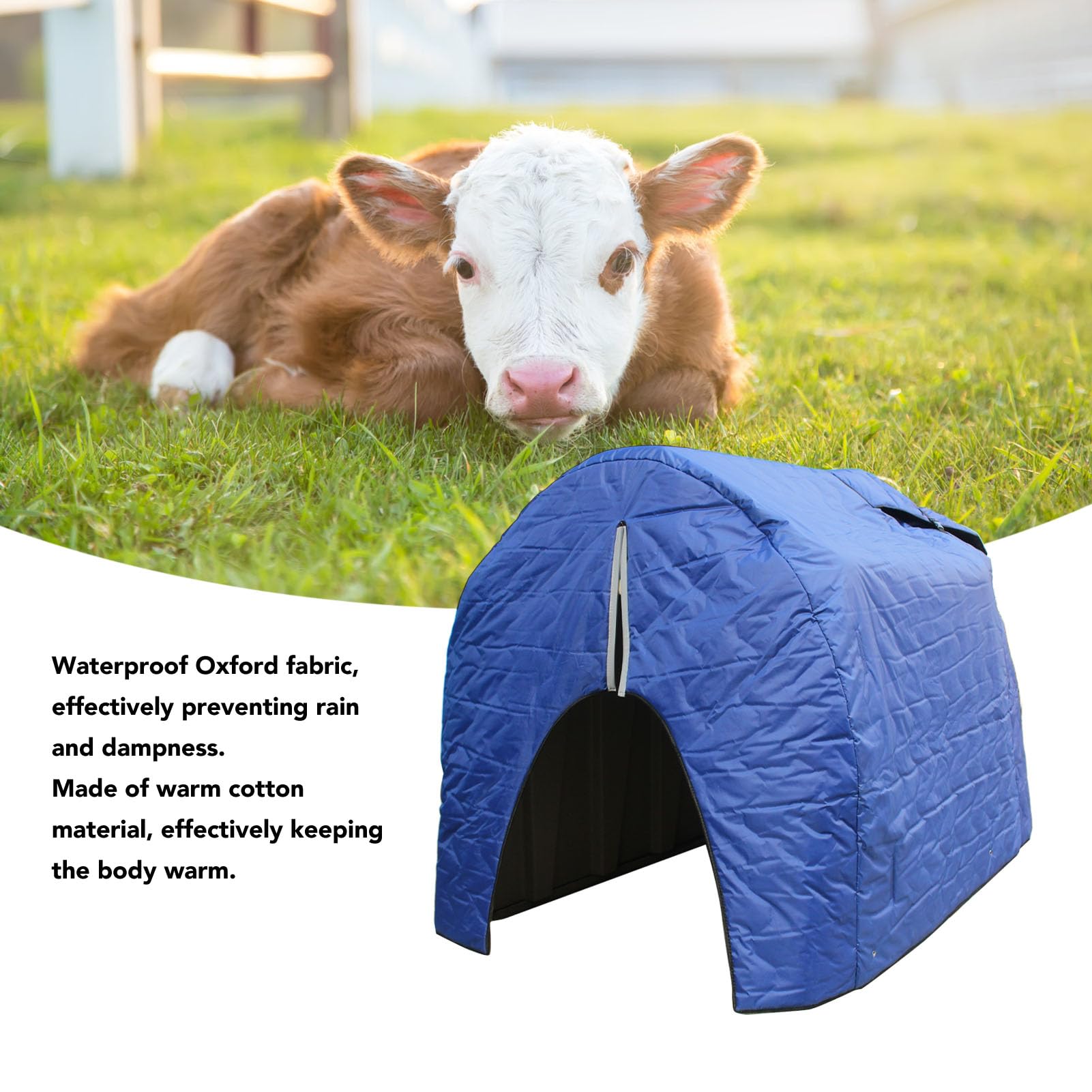 Calf Hutch, Cover Hutch Cover Waterproof Calf Hutch Cover Keeping Warm Oxford Cloth Cover for Outdoor Winter 2.2 x 1.5 x 1.55m (Blue