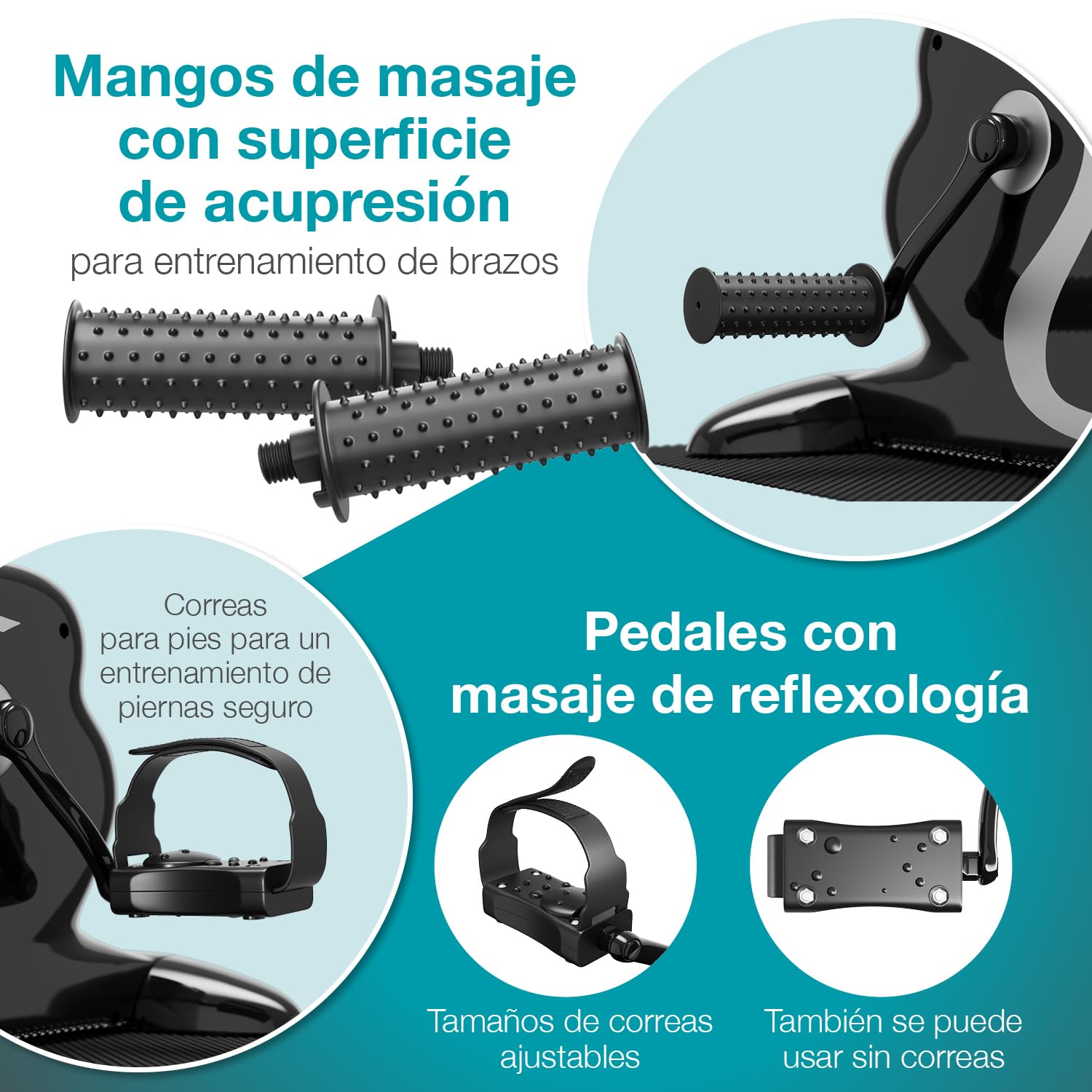 ELONEO Pedales Estáticos para Personas Mayores - Pedaleador Eléctrico 2 en 1 para Piernas y Brazos, Mini Bicicleta, 12 Velocidades, Pantalla LCD y Mangos de Masaje, Fitness en Casa, Silla