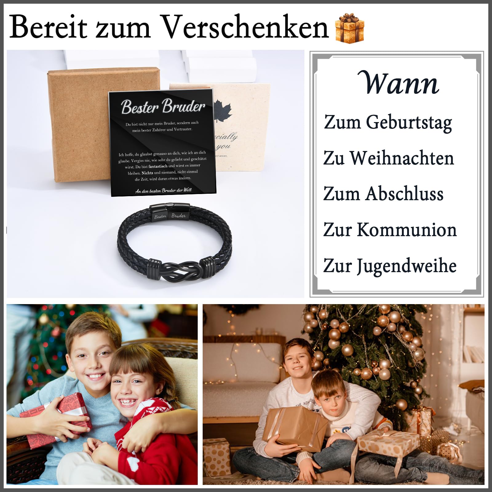 FAOMZQ Geschenke für Männer, Lederarmband mit Gravur für Papa Sohn Bruder zum Geburtstag Weihnachten Vatertag Abschluss, Ich Liebe Dich Geschenk für Meinen Mann Freund zum Valentinstag Jahrestag