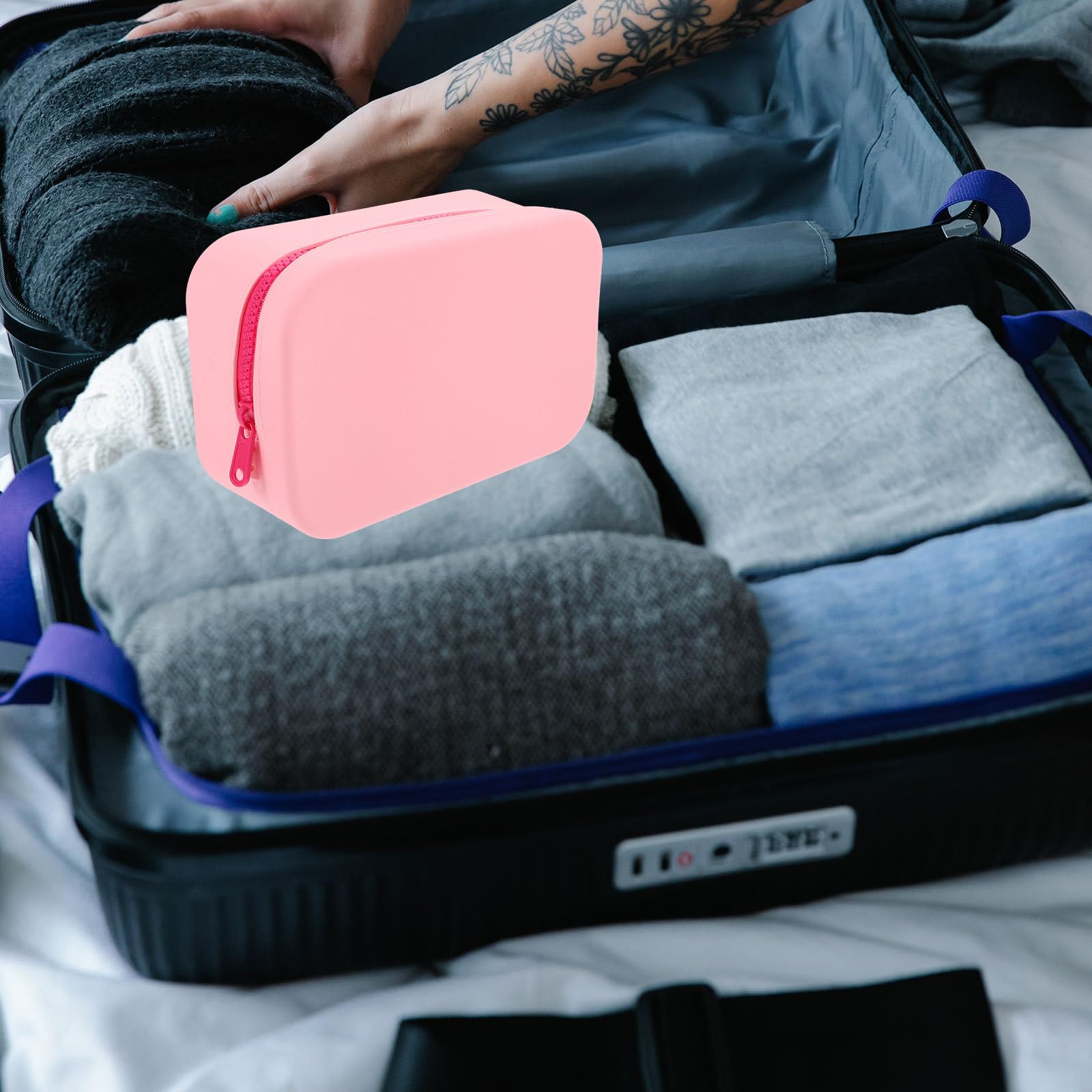 Neceser para Mujer de Silicona Grande, y Portátil para Viaje