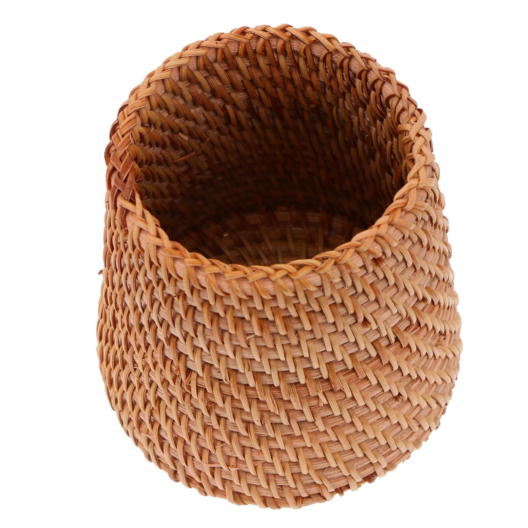 VILLCASE 2piezas Cesta De Almacenamiento Tejida Mano Contenedor De Rattan Para Escritorio Caja Organizadora De Accesorios Soporte Para Lápices y Utensilios