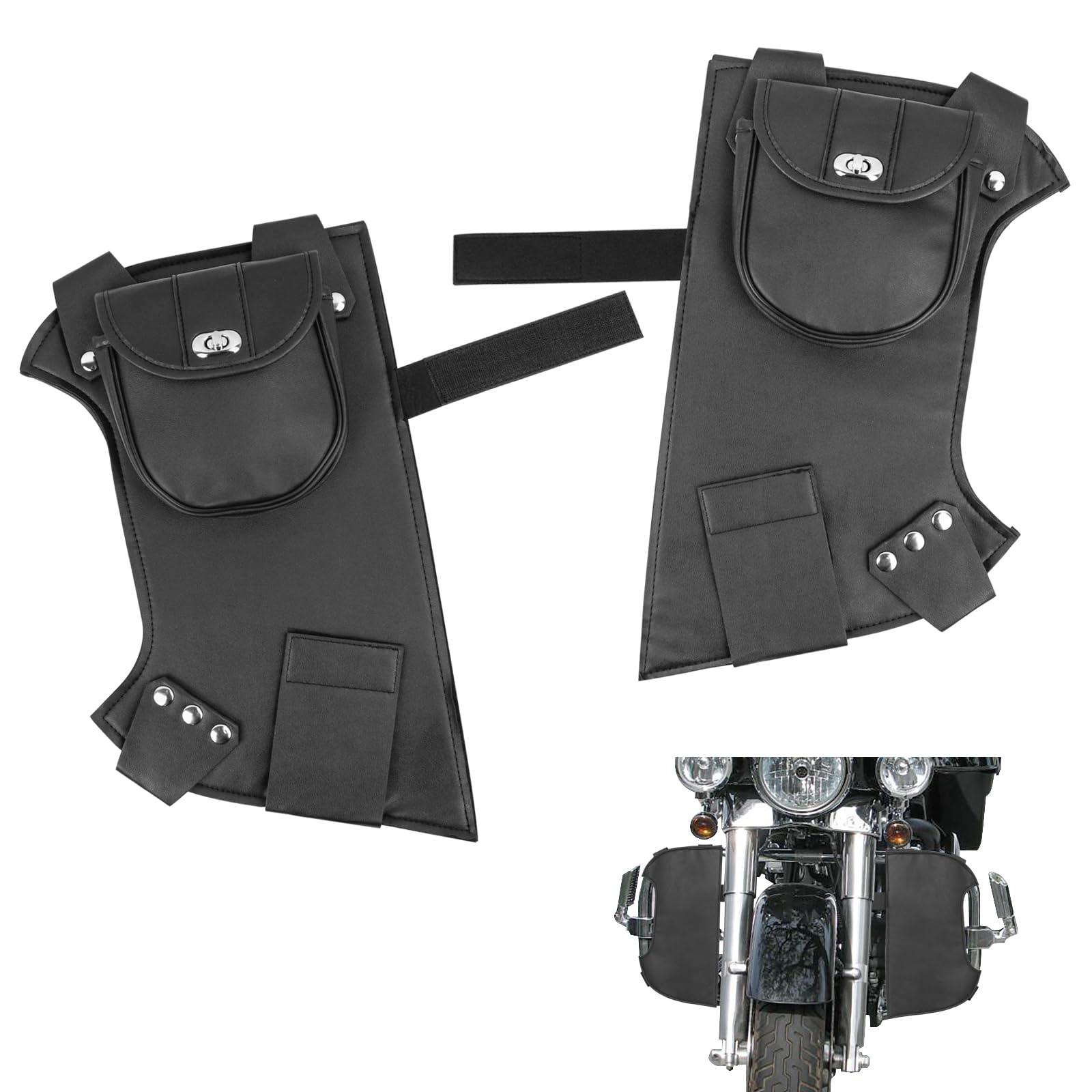 Synthetic Leather Soft Lowers Chaps Lower Faring Engine Bar Covers Leg Warmers Compatible With For Touring Road King Road Glide Electra Glide and Trike Models 1980-2024