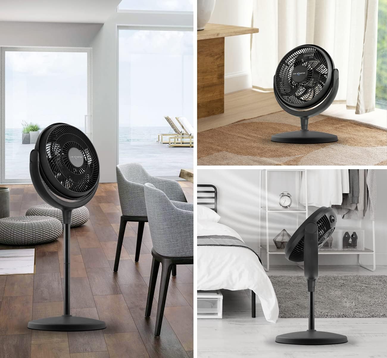 Air Monster 12 Inch Power Stand Fan - 3 Speed Settings, High Velocity, Adjustable Tilt, Black