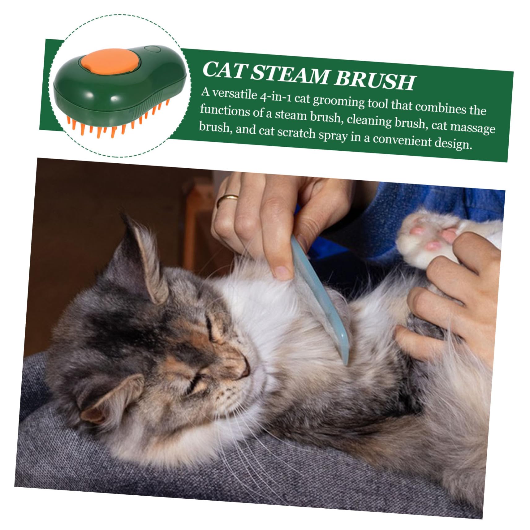 INOOMP 4pièces Brosse à Vapeur Pour Chat Avocat Brosse De Toilettage Auto-nettoyante Avec Spray Apaisant Et Fonction De Massage Pour Toilettage Agréable