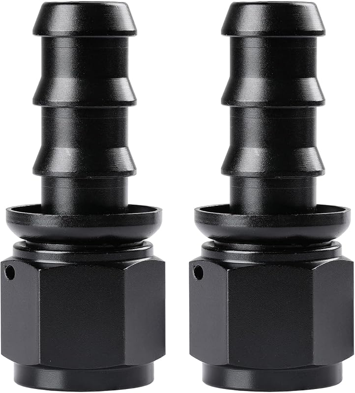 Conexão reta Push Lock 10AN Ucreative para mangueira de combustível e óleo preta – Kit com 2 unidades