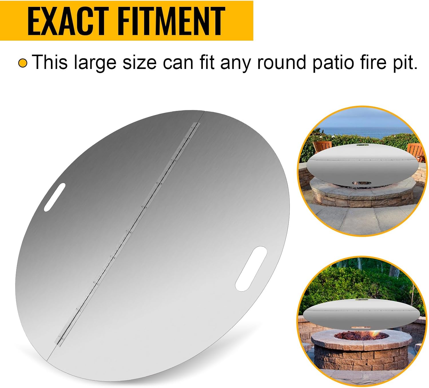Round Fire Pit Lid, 40 Inch Stainless Steel Fire Pit Ring Lid 1.5mm Thick Fire Pit Burner Cover for Any Round Patio Fire Pits