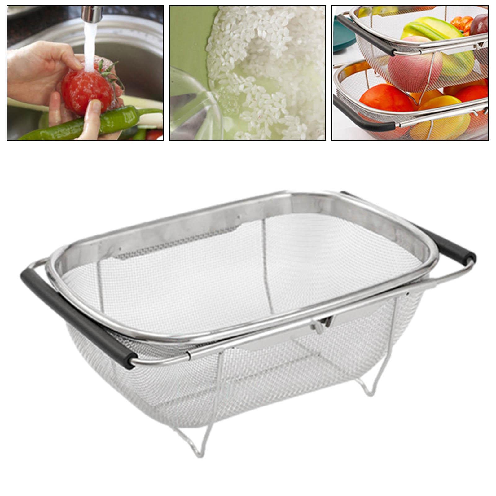 Scolapasta Estensibile Per Lavello In Acciaio Inox - Per Frutta, Verdura E Pasta