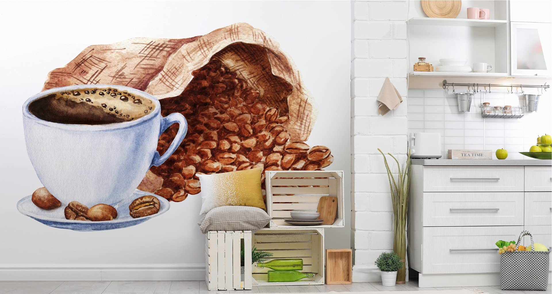 Muralo Fabuloso Papel Pintado Fotográfico Autoadhesivo 460 X 300 Cm, Comedor, Tazas De Café, 3D, Moderno