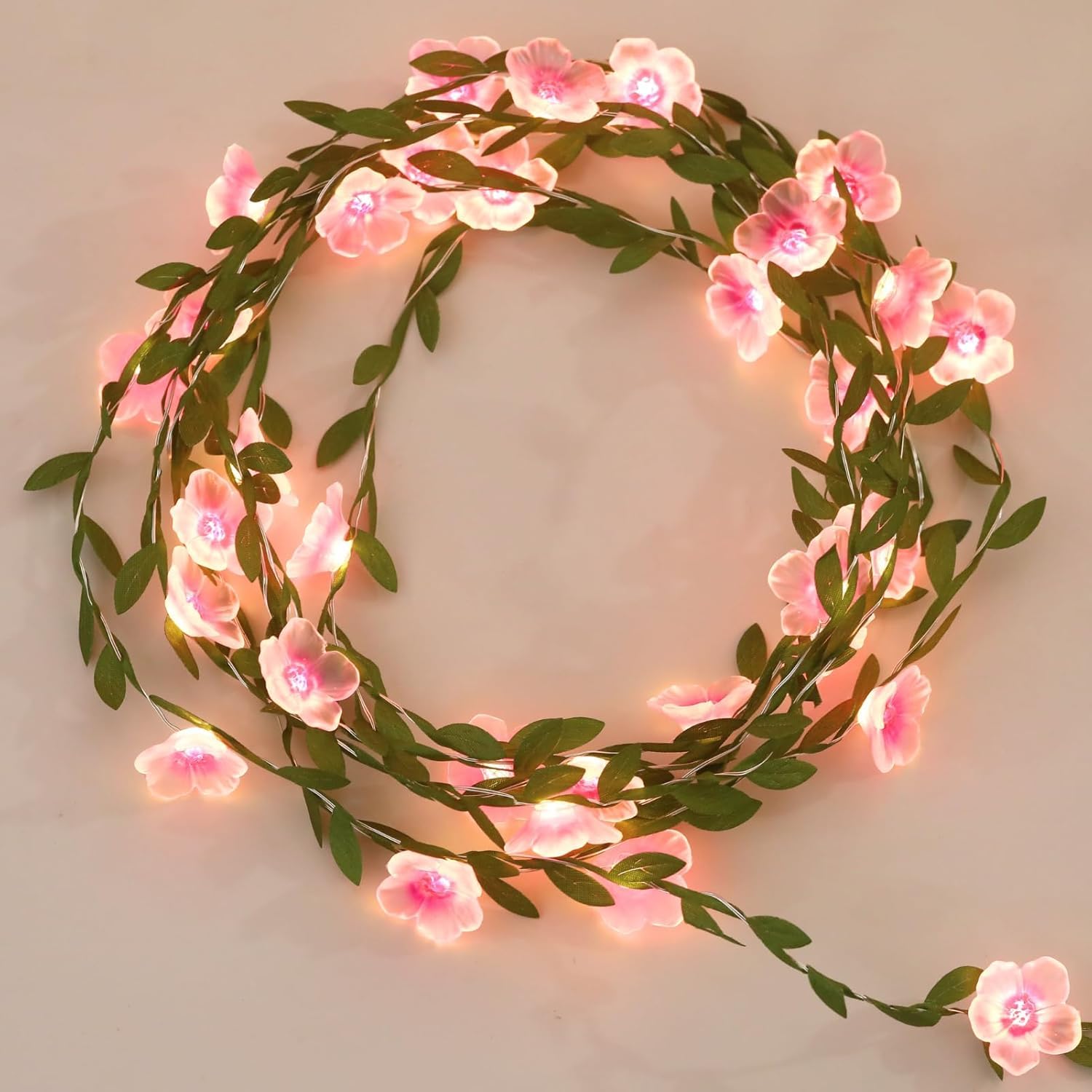 Mixtooltoys Cherry Blossom Vine Lights 3M 30 LED Flower String Lights Battery Operated Fairy Lights Decorative Light for Mother's Day Graduation Bedroom Wedding Party