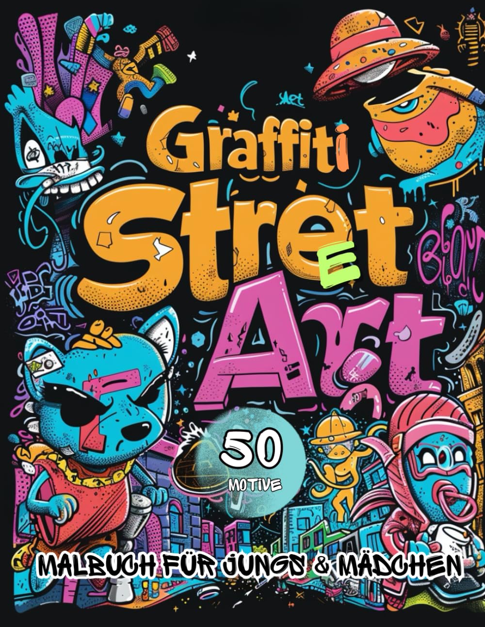 Cadeau ado de 12 ans et adulte : livre de coloriage graffiti et street art anti-stress