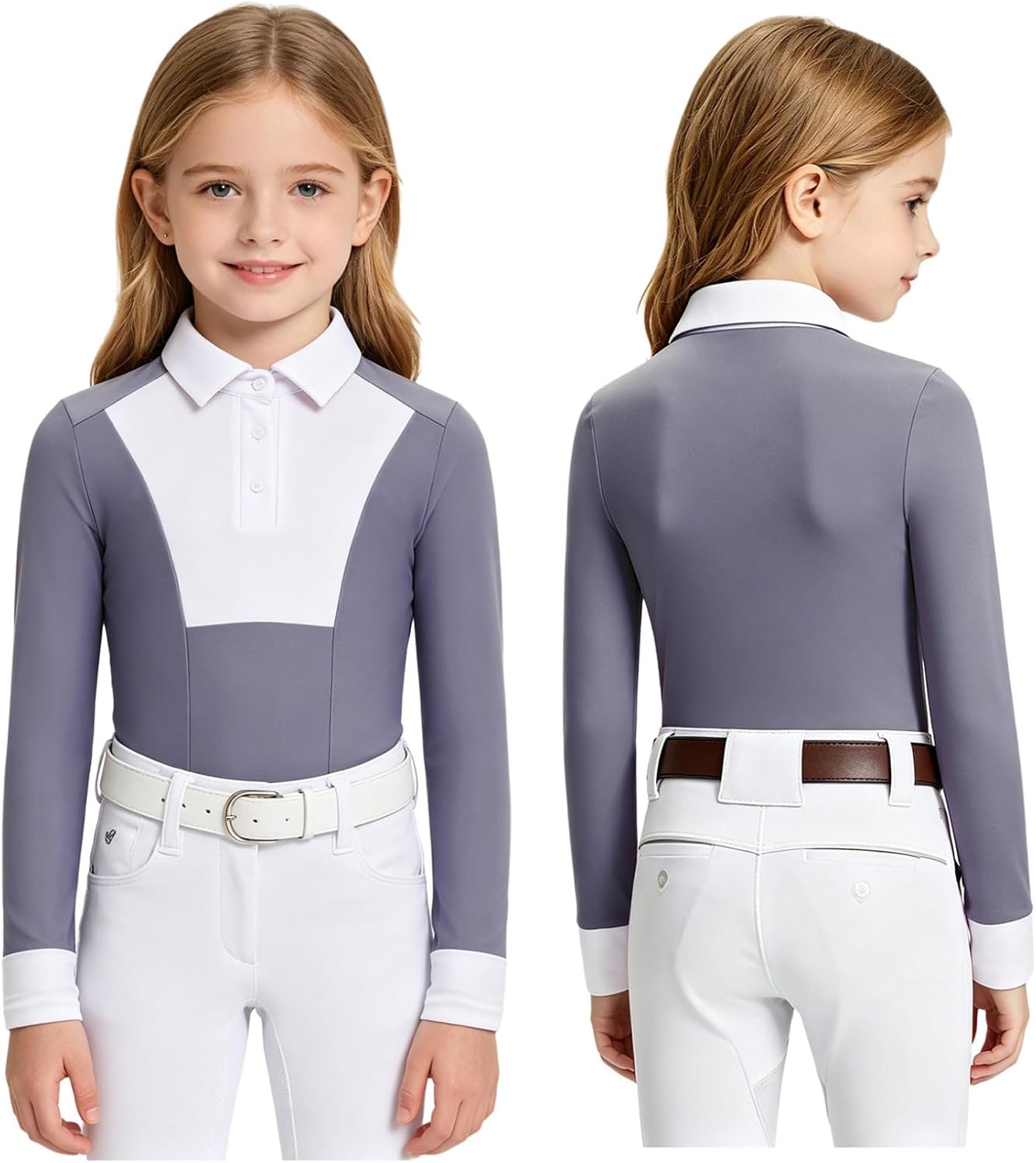 Freebily Girls Riding Shirt Half Zip Pullover Sweatshirt Equestrian Long Sleeve Top Moisture Wicking