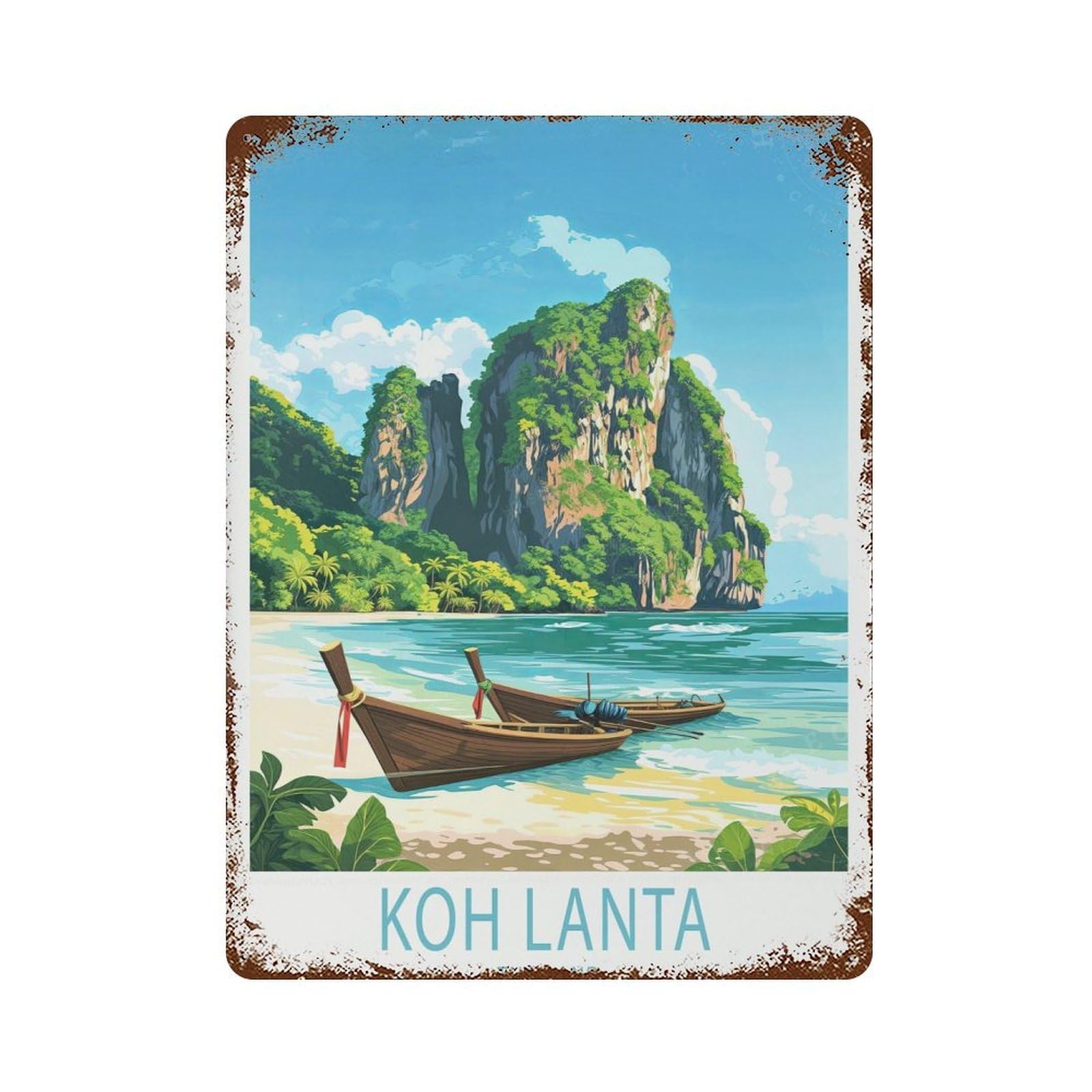 xiaoxiaoshen Koh Lanta Thailand Travel Gifts, Birthday Wall Decor Art Metal Tin Poster Modern Home Decor Art Home Bar Shop Decorations Vintage Sign 40x30cm