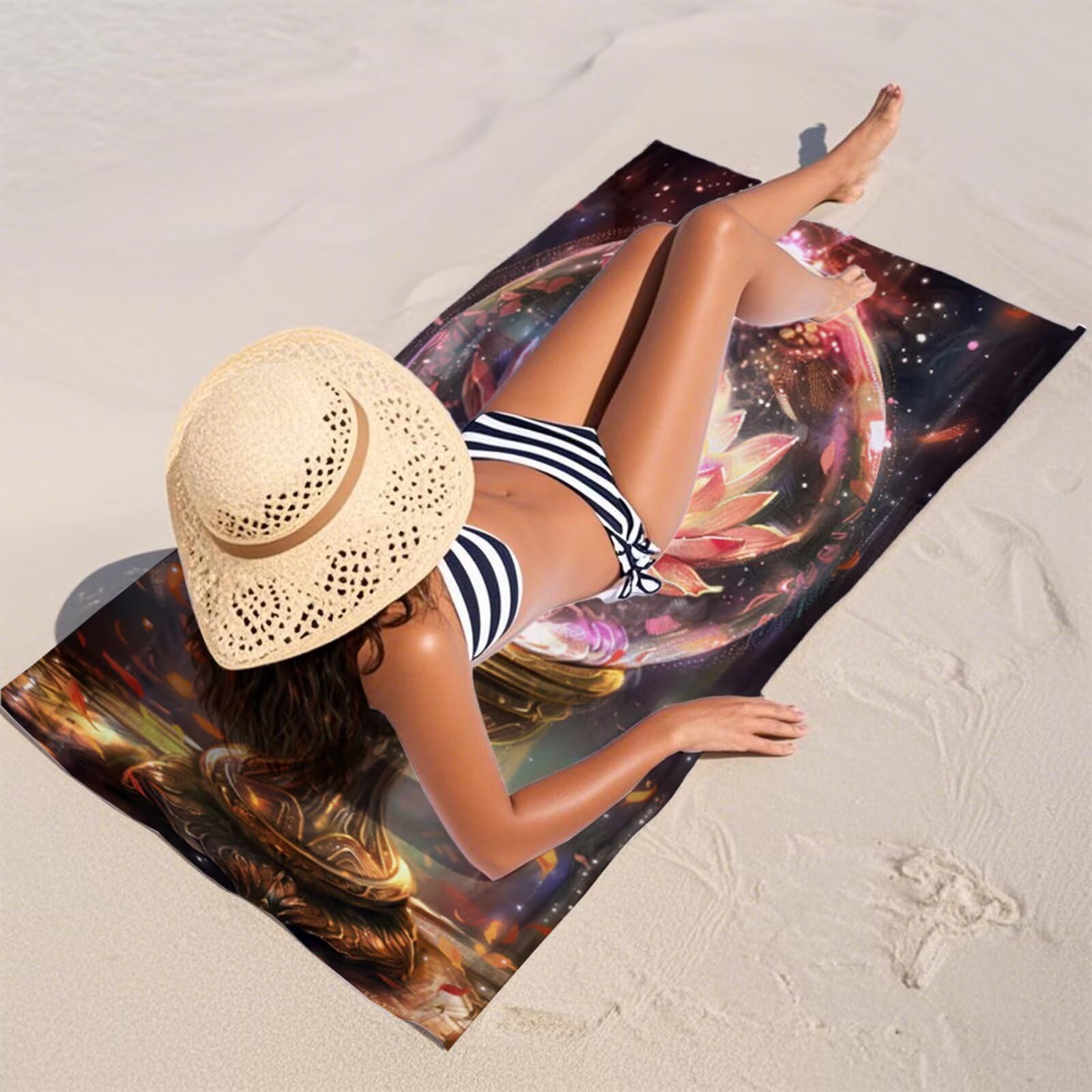 Ręcznik plażowy z mikrofibry 220 x 100 cm duży ręcznik kąpielowy żonkile mata plażowa anty piasek, ręczniki sportowe, szybkoschnące, kompaktowe i lekkie, na plaże, sport, podróże, sauna, basen Y1-85