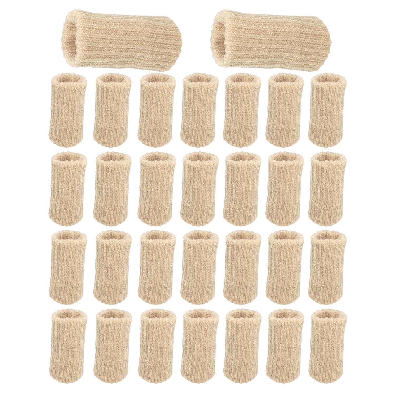 Bxian 30PCS Beige Breathable Elastic Finger Compression Sleeve Protector Thumb Support Brace for Sports Basketball Baseball Joint Protection