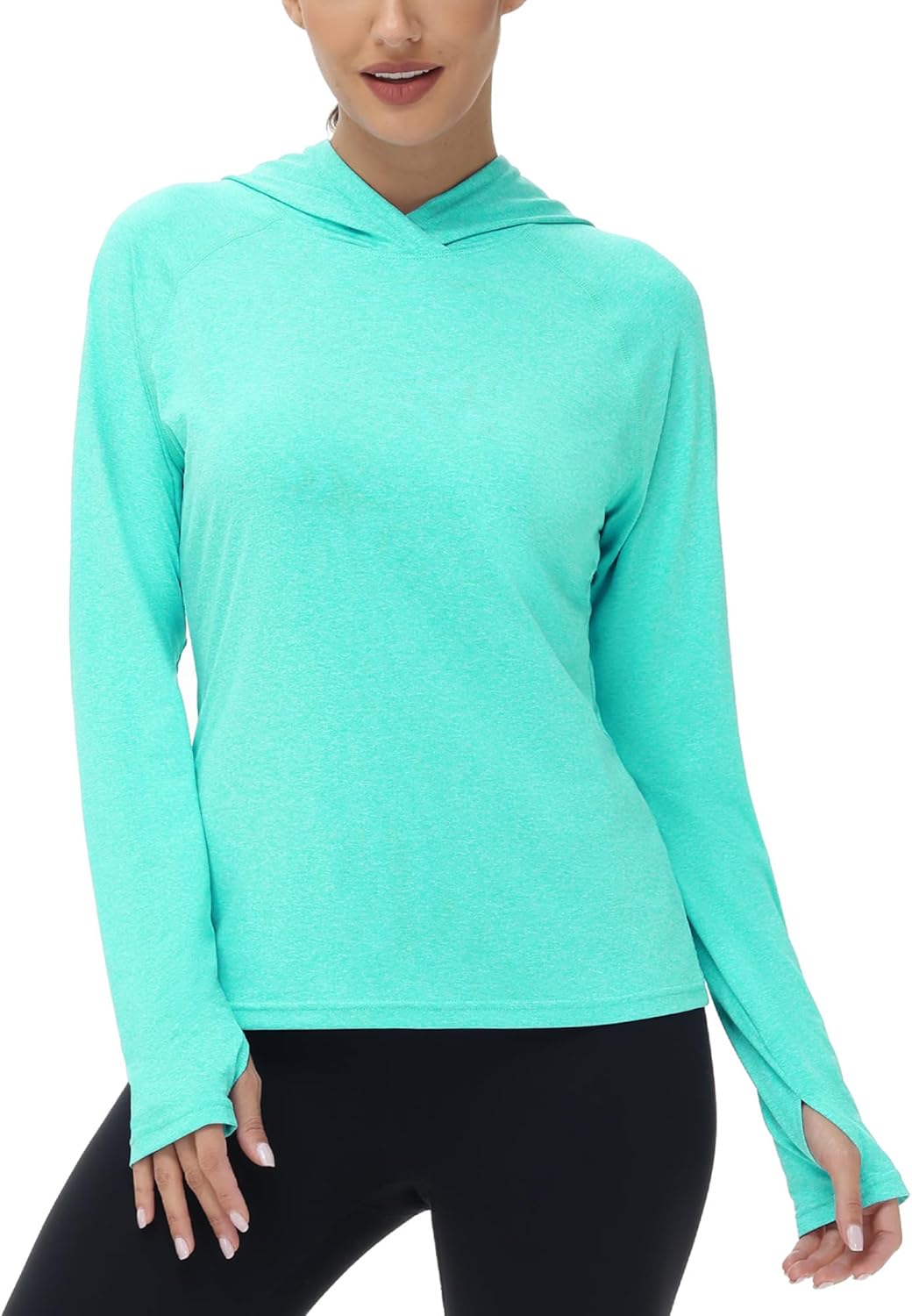 isnowood Women's UPF 50+ Sun Hoodie, Long Sleeve SPF Swim Rash Guard, Lightweight UV Protection Shirts for Hiking Fishing