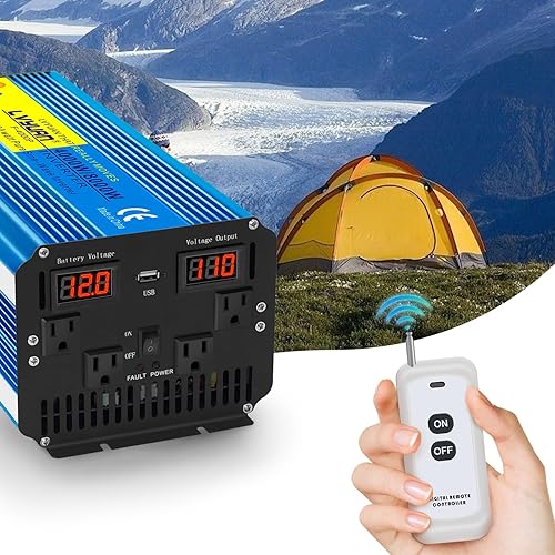 Miniatura 6 de Yinleader Inversor de corriente de onda sinusoidal pura de 4000 W, 12 V CC a CA 110 V-120 V, convertidor para vehículo familiar, RV, camión, sistema