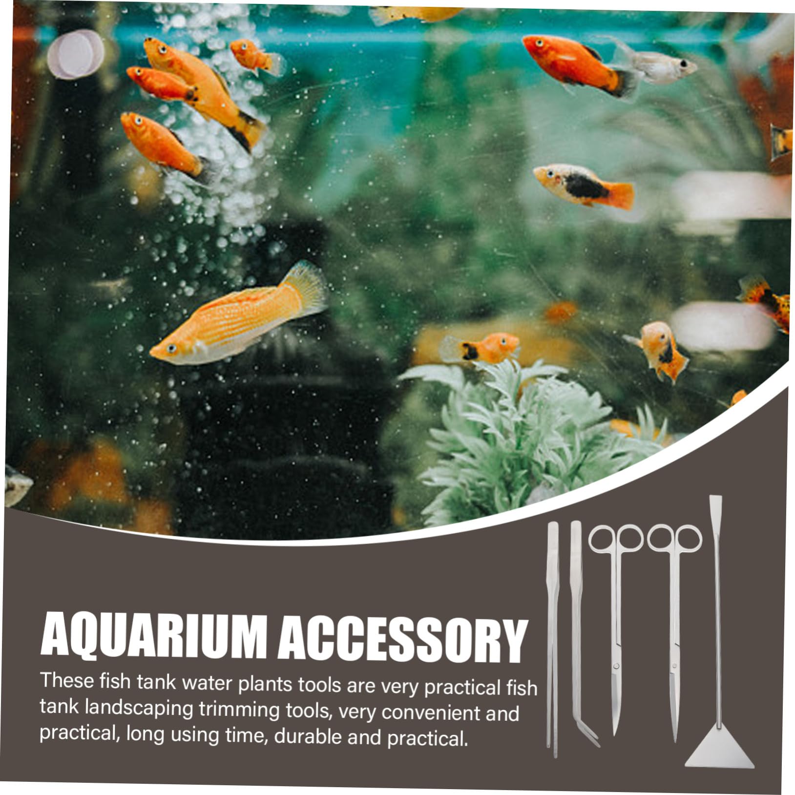 NUOBESTY Pinzas y Tijeras de Acero Inoxidable para Acuario Raspador Multifunción Portátil Diseño Ergonómico Antióxido para Mantenimiento y Limpieza Precisa de Plantas Acuáticas