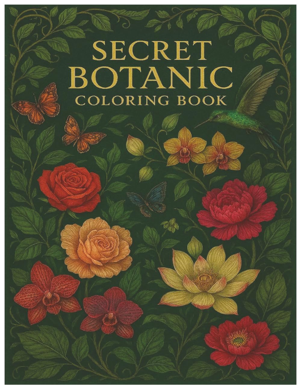 Secret Botanic Coloring Book: 100 Unique Botanical Illustrations to Color | Flowers, Birds, Insects, Gardens & Relaxing Nature Scenes for Adults and Teens