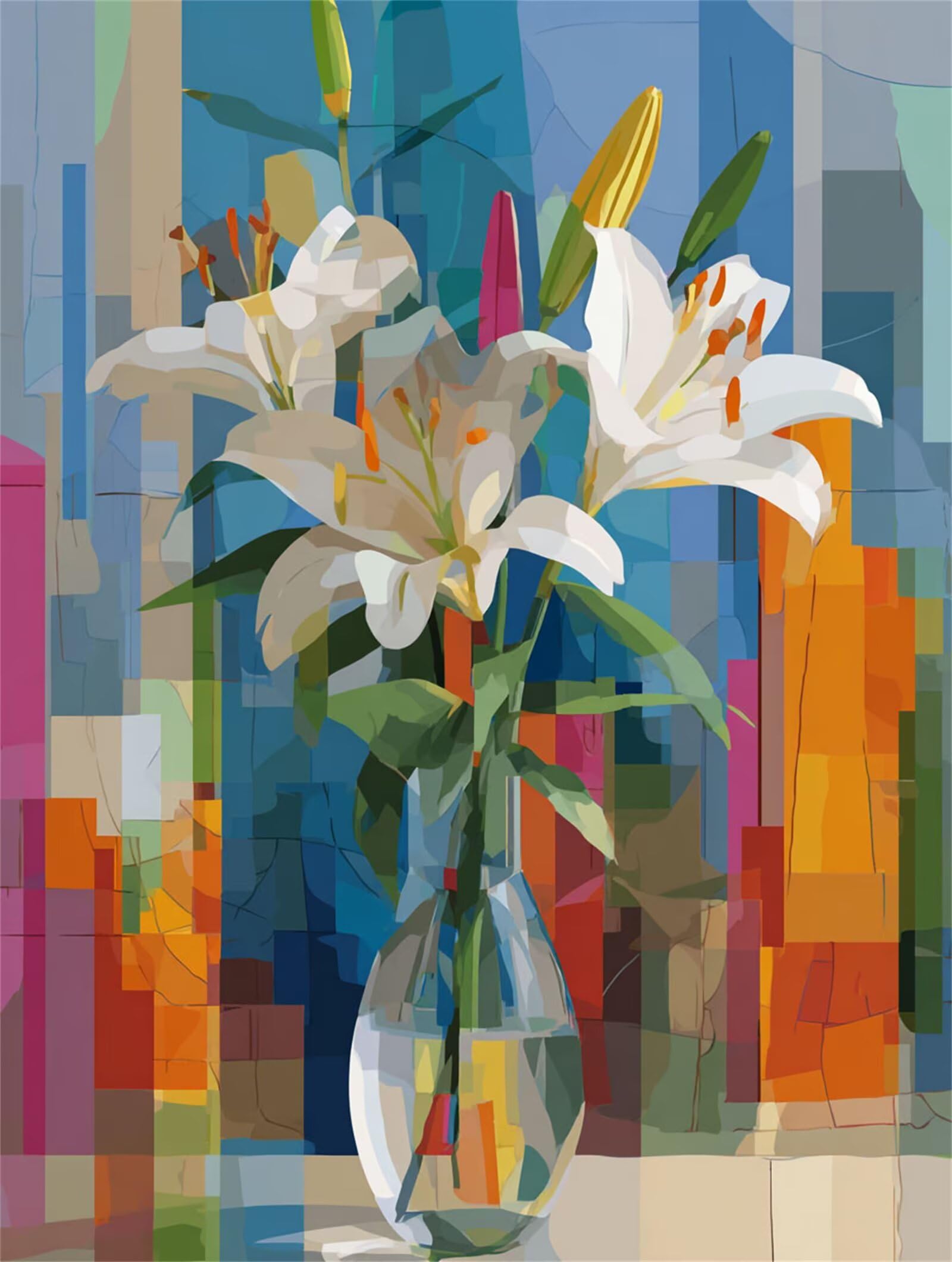 Dipingere con i Numeri Adulti Fiori bianchi, Colore Dipingere con i Numeri Bambini DIY Kit, Set Premium con Pennelli, Decorazione Casa & Creativo Regalo, Attività di Tempo libero 70x95cm z-4