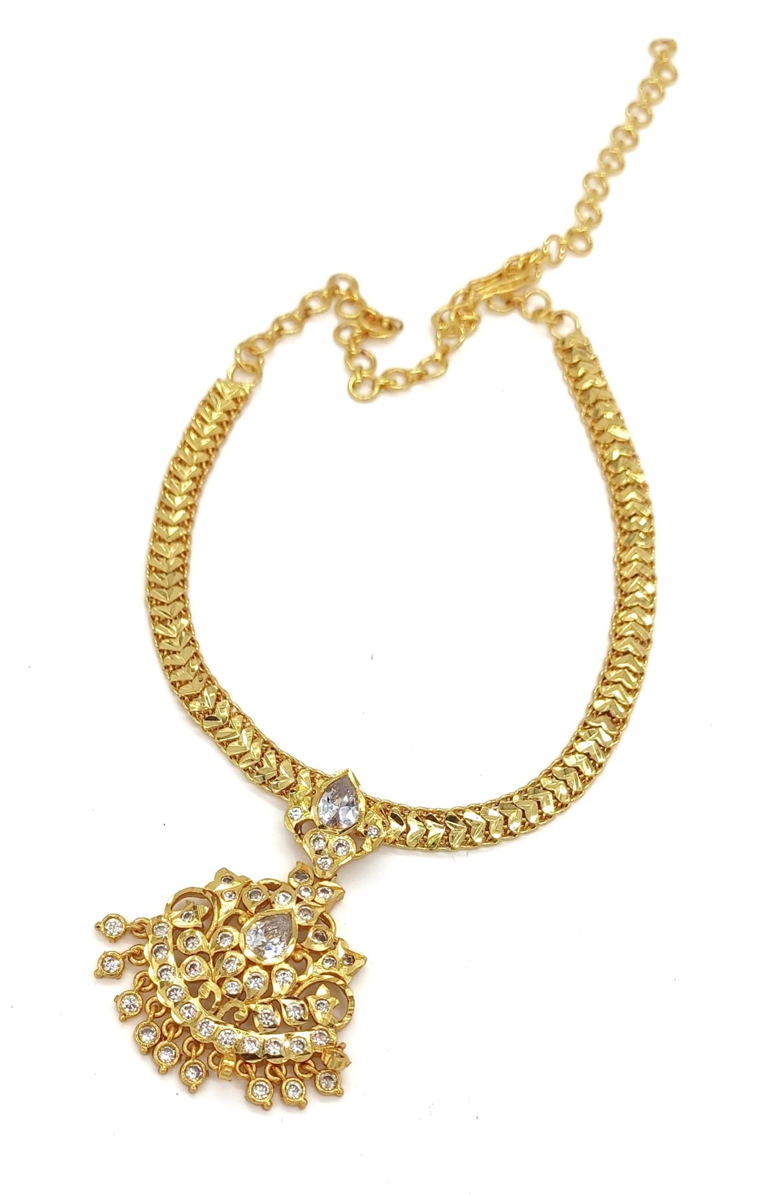 HANAA Impon Micro Gold Plated Trendy Fashion Jewellery Attigai Necklace Short Chain for Women & Girls (White) (B0BRZRVRY9) Amazon Price History, Amazon Price Tracker