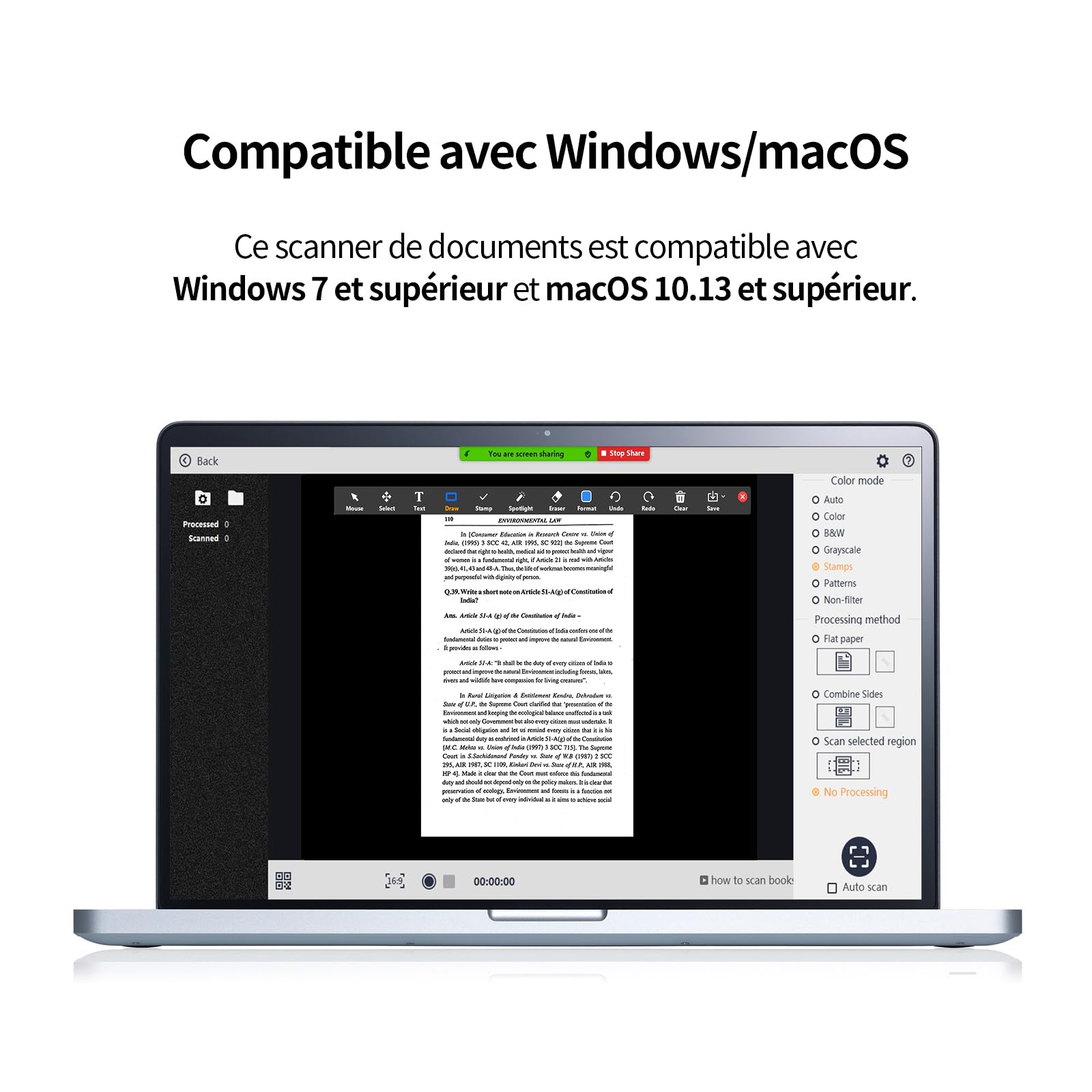 CZUR Shine Ultra Pro Scanner Portable A3, Scanner de Documents avec OCR, 24MP, Numérisation Rapide 1s/Page, Compatible Windows et macOS, Export PDF/Word/Excel/JPG