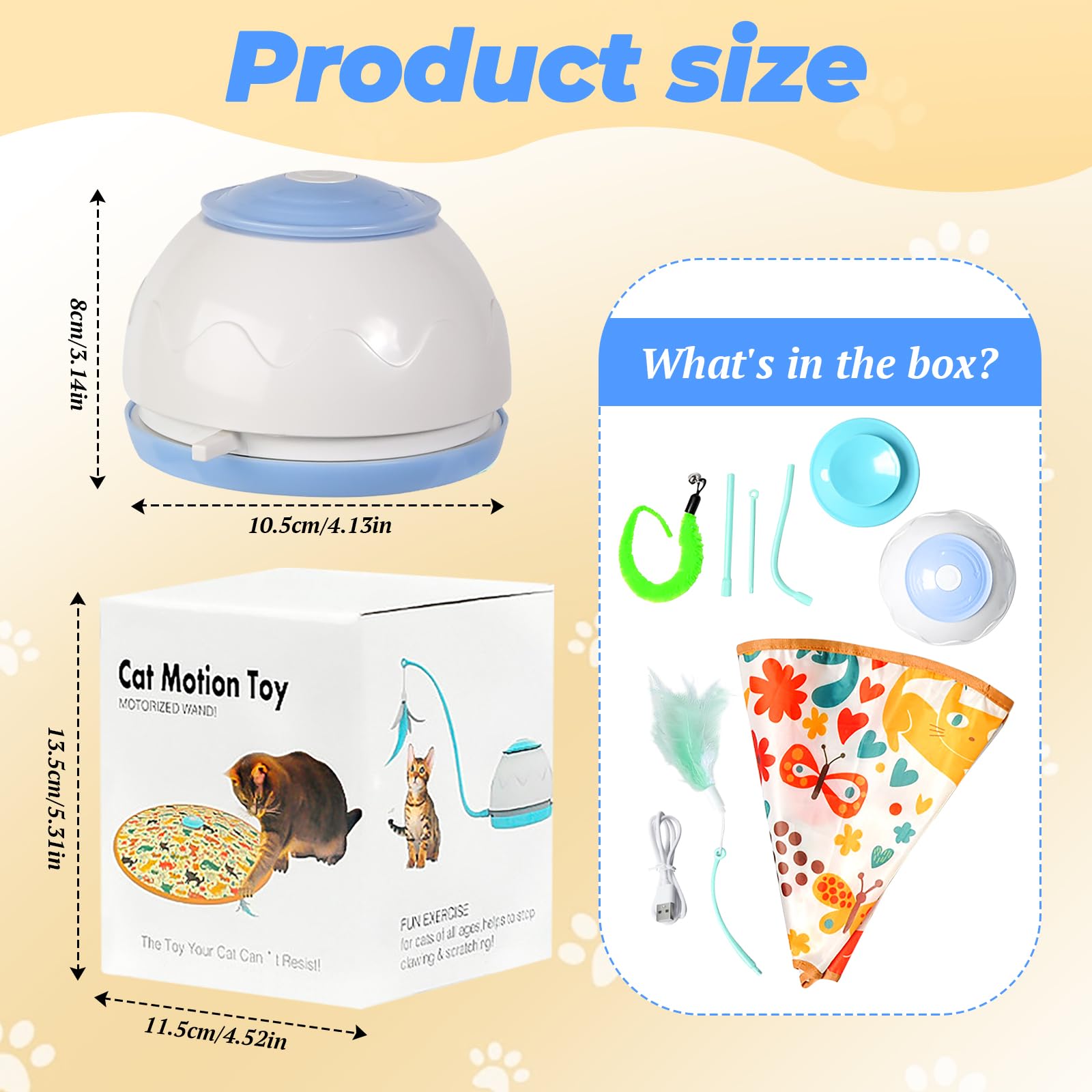 Feibety Interactive Cat Toys for Indoor Cats Adult,3 in 1 Smart Upgrade Motor 4 Modes Motorized Wand Kitten Toys,Handmade Rotating Feather Rechargeable Automatic Cat Toys Upgrade Motor - Image 4