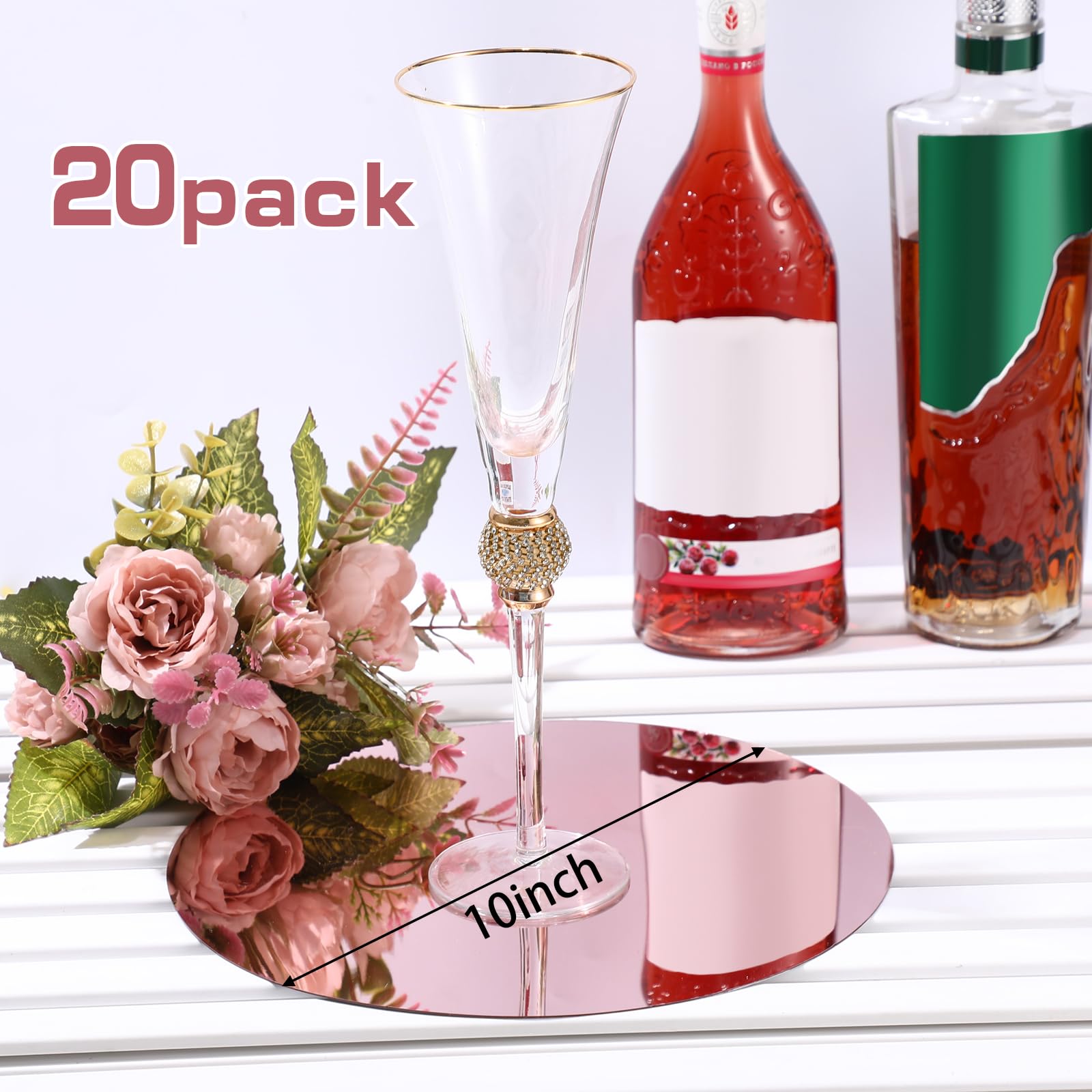 Specchi rotondi da 20 cm per centrotavola, matrimoni, baby shower e