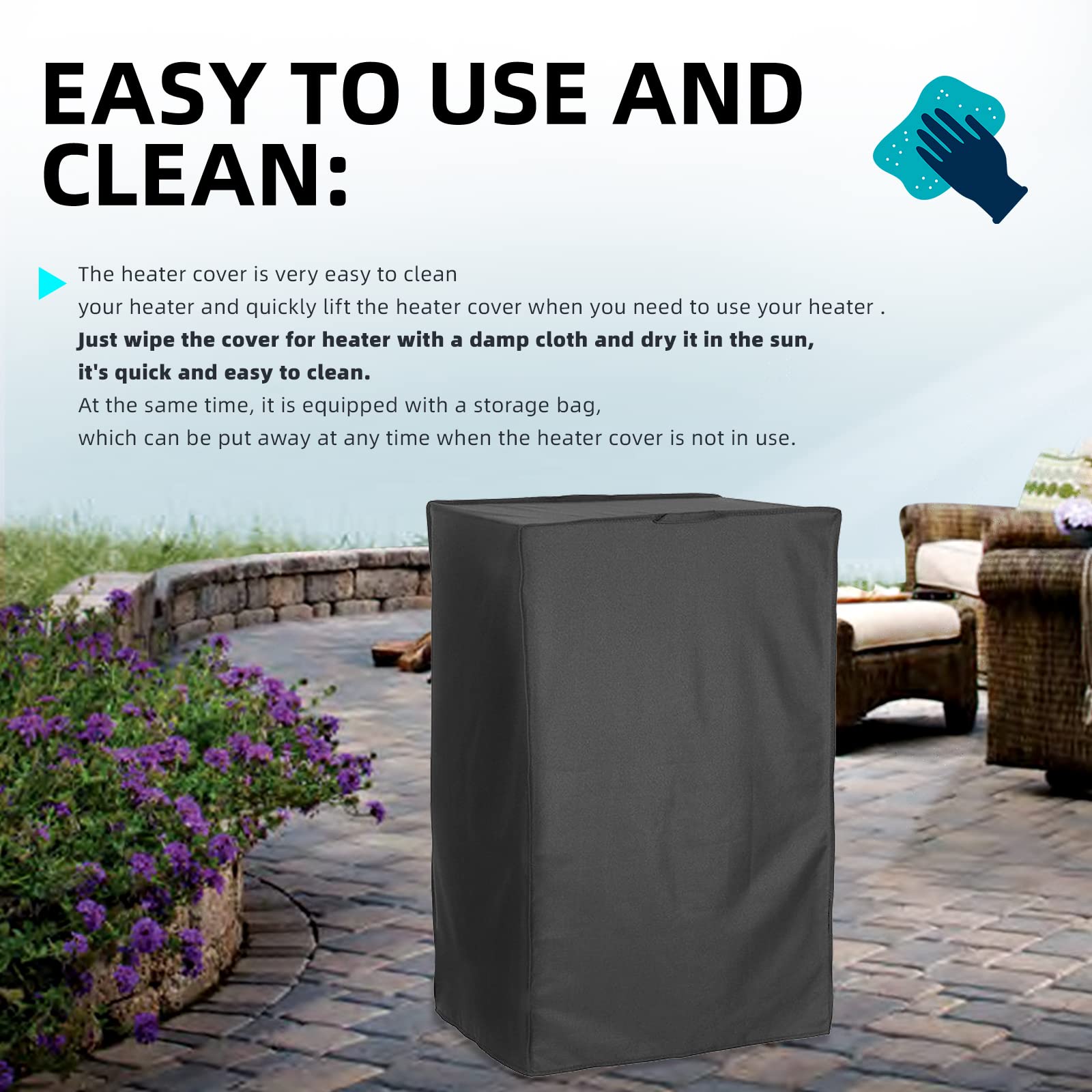 Fundas para Calentadores de Exterior, Funda Estufa de Gas, Cubierta Calentador Patio, 210d Oxford es Resistente al Polvo y al Agua, Ideal para Uso en Interiores y Exteriores (46x38x74cm)