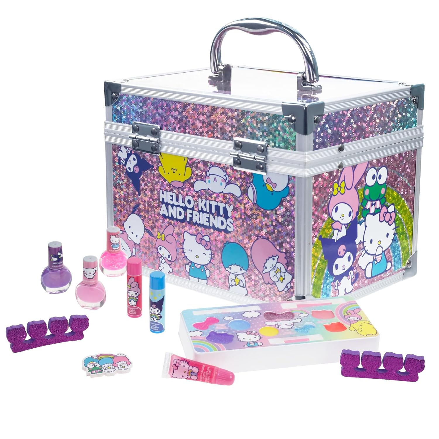 Hello Kitty Train Case Beauty Set with Washable Makeup, Ages 3+