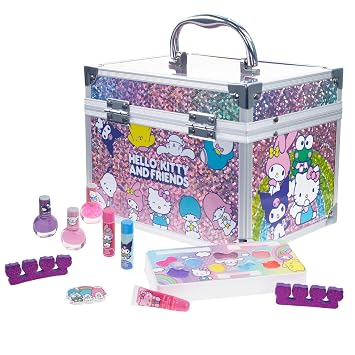 Hello Kitty Train Case Beauty Set with Washable Makeup, Ages 3+