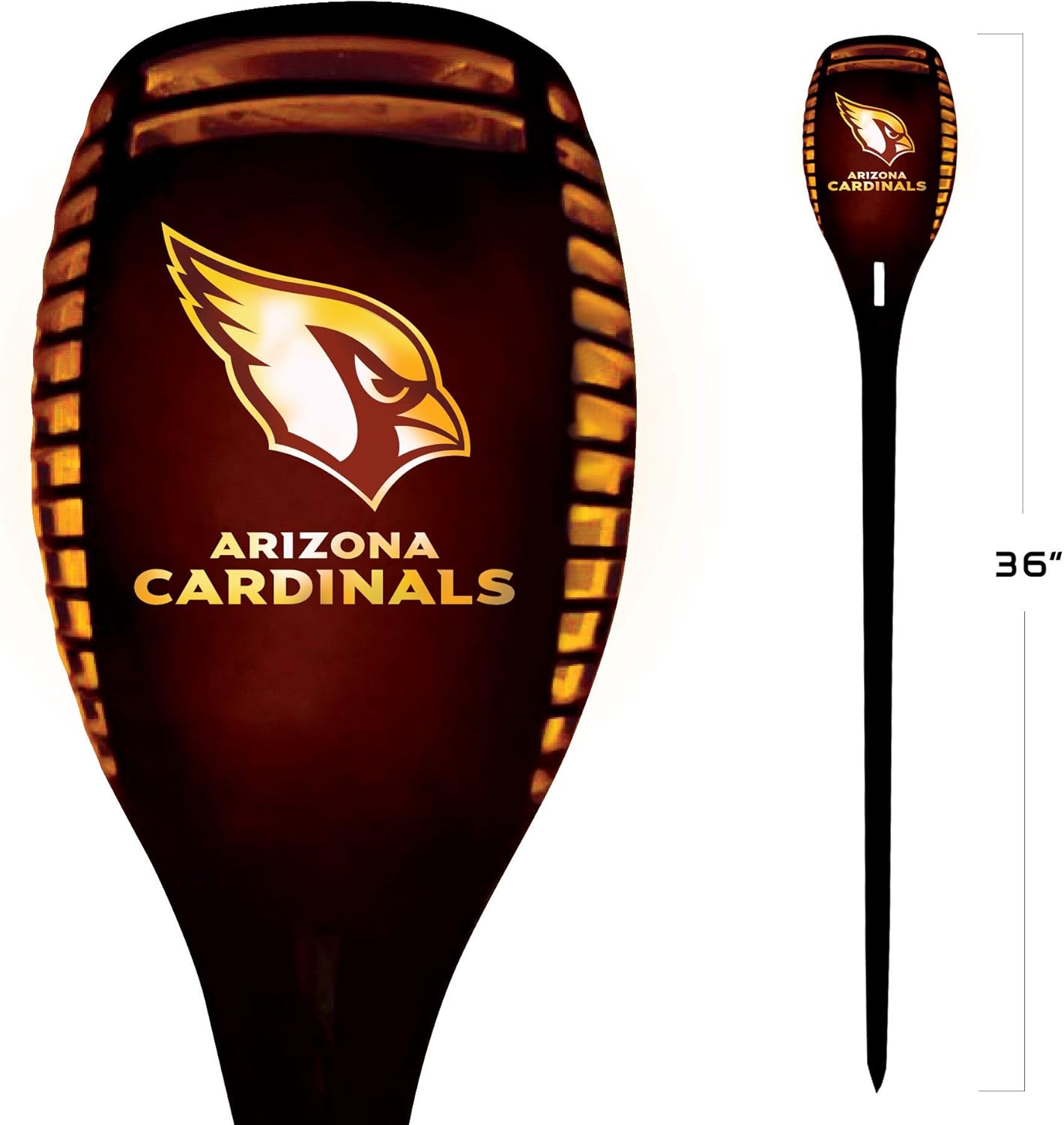 Sporticulture NFL Arizona Cardinals LED Solar Torch - 4" x 4" x 36" Waterproof & Sun Damage Resistant Solar Light with Flickering Flame - Perfect Decor for Patio, Front Porch or Poolside Landscape