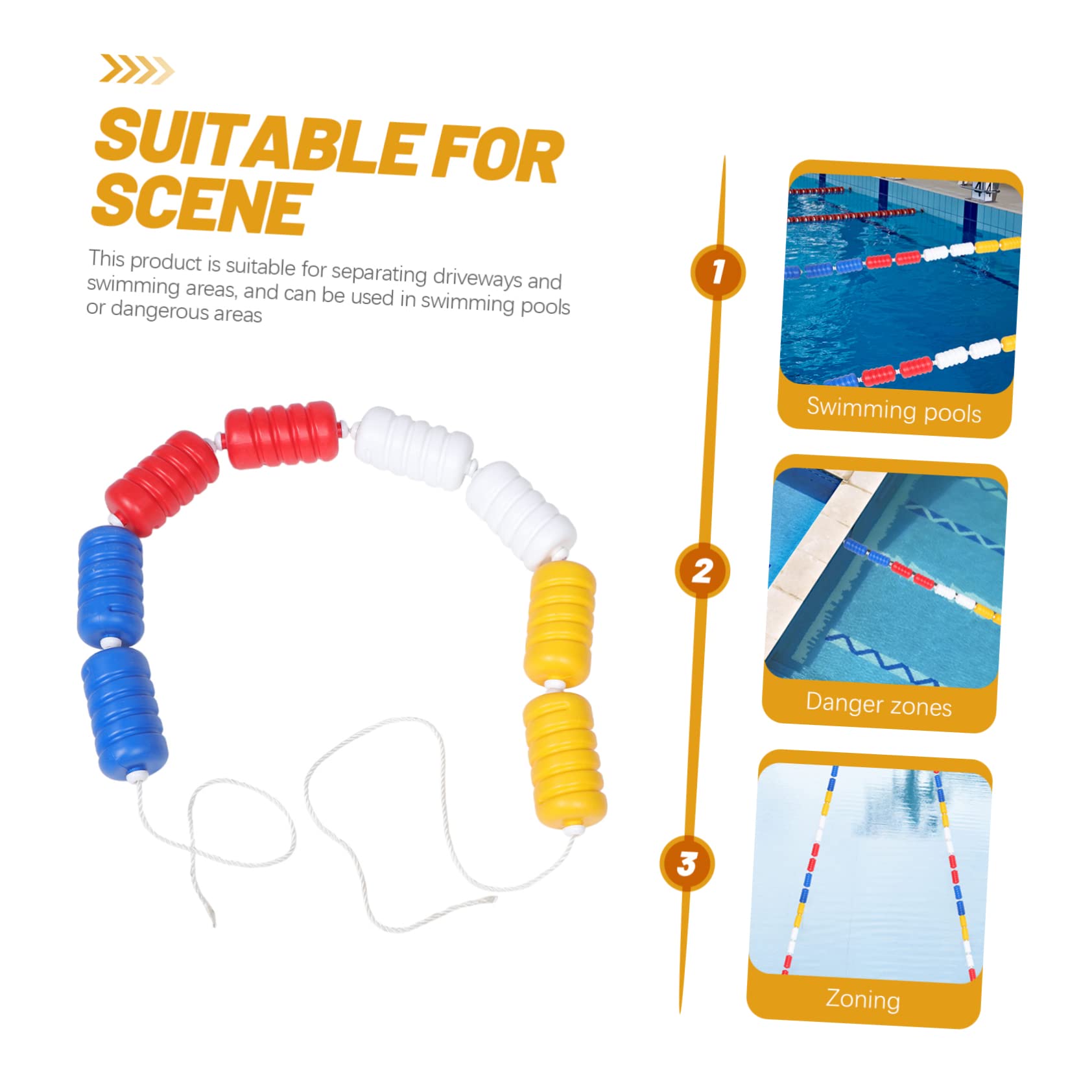 Cuerda de Seguridad Flotante para Piscina con Flotadores de Plástico en Espiral y Forma Hexagonal para Dividir Carriles y Zonas de Natación