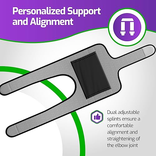 Miniatura 6 de MARS WELLNESS Inmovilizador universal de codo, ajustable, soporte de túnel cubital para codo de tenis, lesiones del nervio cubital esguinces,